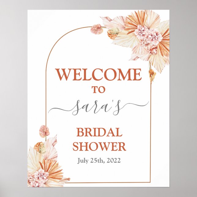 Bohemian Terracotta Bridal Shower Welcome sign (Front)