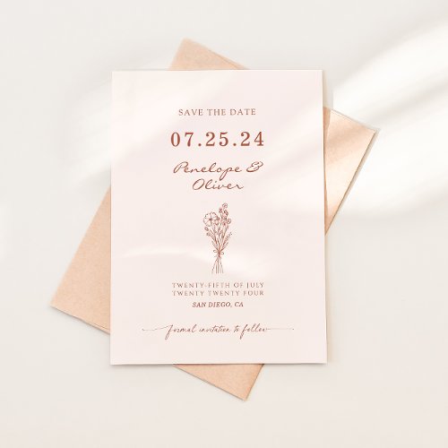 Bohemian Terracotta  Cream Save the Date Wedding Invitation