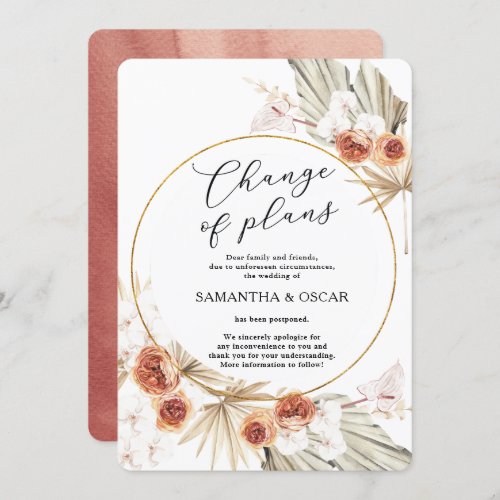 Bohemian Terracotta Dried Palm Leaf Orange Flower Invitation