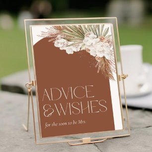 Bohemian Terracotta Floral Feathers Advice & Wishe Poster