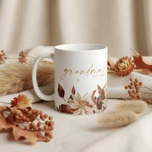 Bohemian Terracotta Floral Grandma Est. Coffee Mug