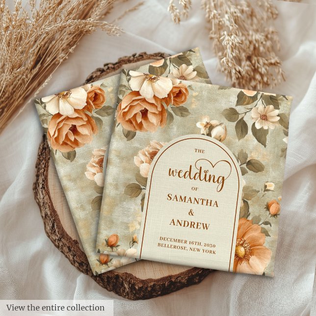 Bohemian Terracotta Ivory Floral Wedding Napkins (Bohemian Terracotta Ivory Floral Wedding Paper Napkins)