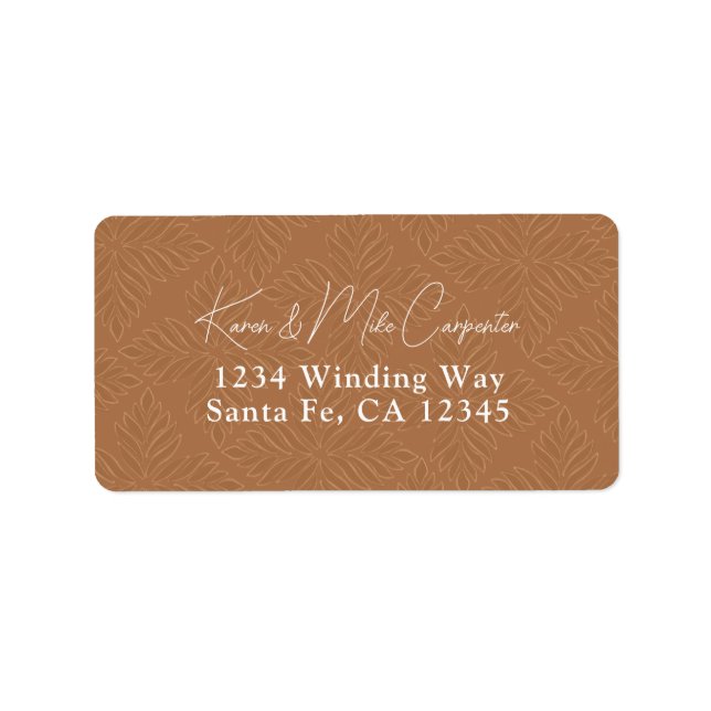 Bohemian Terracotta Minimalist Return Address Label (Front)