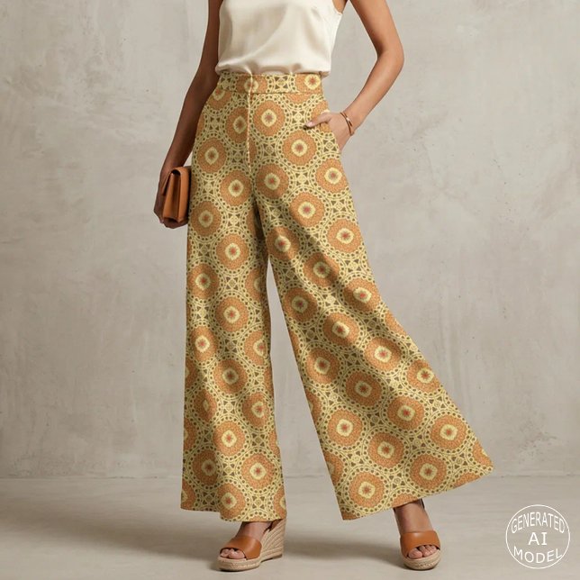 Bohemian Terracotta Orange Geometric Mosaic Fabric (Creator Uploaded)