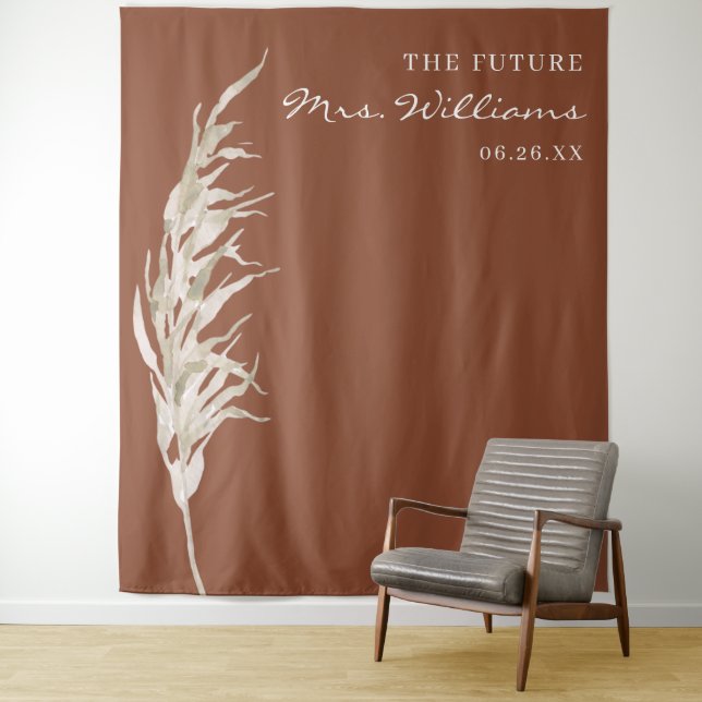 Bohemian Terracotta Pampas Grass Bridal Backdrop (In Situ)
