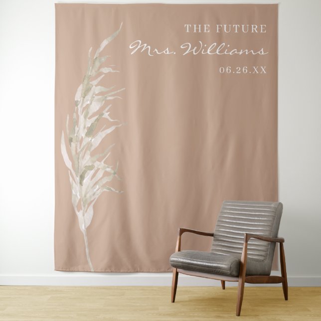Bohemian Terracotta Pampas Grass Bridal Backdrop (In Situ)