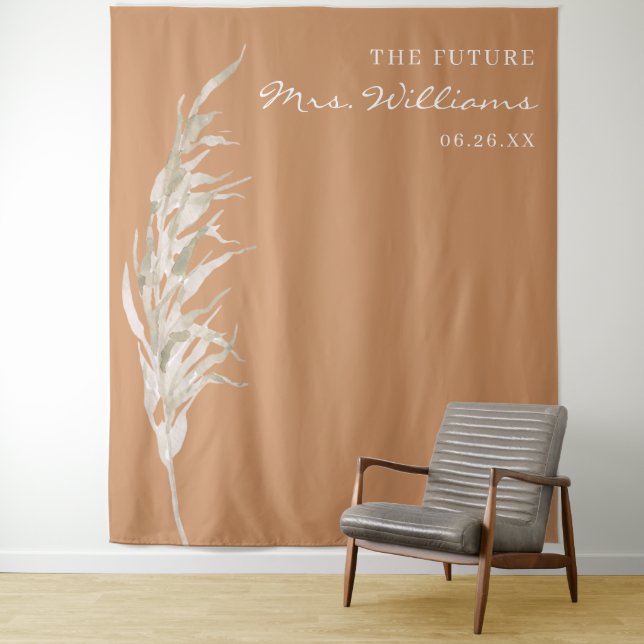 Bohemian Terracotta Pampas Grass Bridal Backdrop (In Situ)