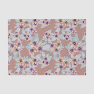 Bohemian Terracotta Pink Flowers Watercolor Tissue Paper