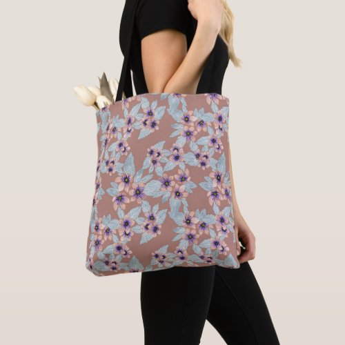 Bohemian Terracotta Pink Flowers Watercolor Tote Bag