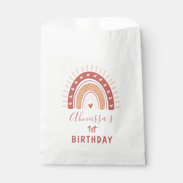 Bohemian Terracotta Rainbow Birthday Favor Bag (Front)