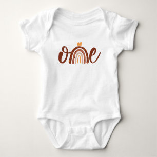 Bohemian Terracotta Rainbow First Birthday Baby Bodysuit