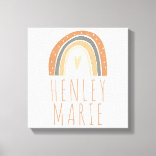 Bohemian Terracotta Rainbow Nursery Baby Name Canvas Print