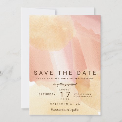 Bohemian terracotta watercolor brush save the date