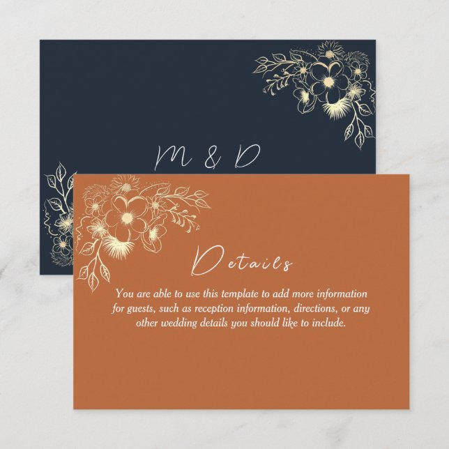 Bohemian Terracotta Wedding Details Enclosure Card (Front/Back)