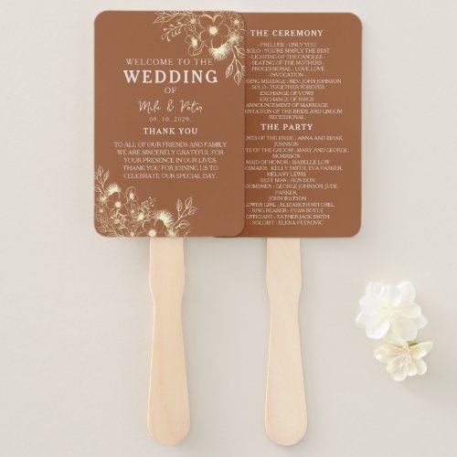 Bohemian Terracotta Wedding Program Hand Fan