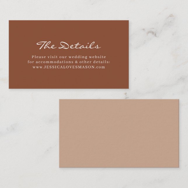 Bohemian Terracotta Wedding Website Insert Card (Front/Back)