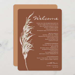Bohemian Terracotta Wedding Welcome Itinerary Program