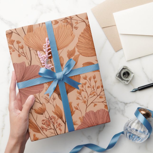 Bohemian Terracotta Wildflower Floral Pattern Wrapping Paper (Gifting)