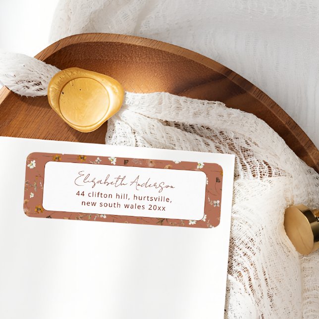 Bohemian Terracotta Wildflowers Bridal Shower  Label (Creator Uploaded)