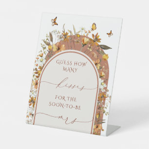 Bohemian Terracotta Wildflowers Bridal Shower Pedestal Sign