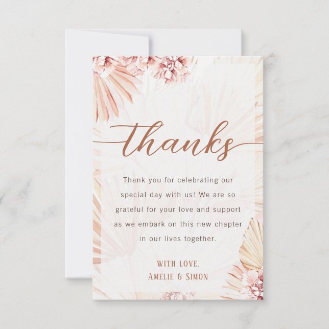 Bohemian Thanks Note Boho Wedding Engagement Party Thank You Card (Front)