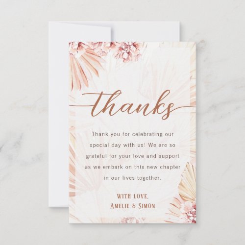 Bohemian Thanks Note Boho Wedding Engagement Party Thank You Card