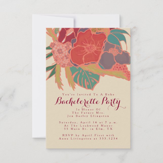 Bohemian Themed Invitation Bachelorette Party (Front)
