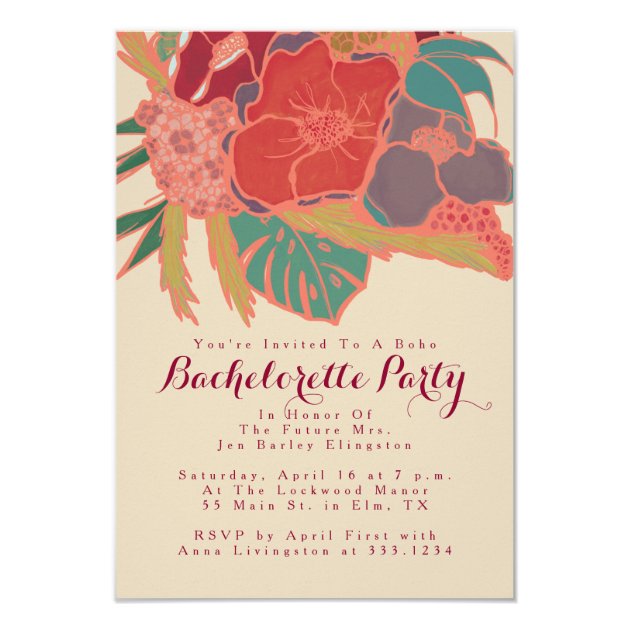 Bohemian Themed Invitation Bachelorette Party