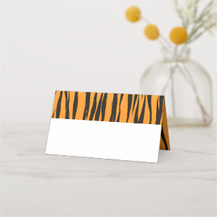 Bohemian Tiger Stripe Black Gold Wedding Stripe Place Card