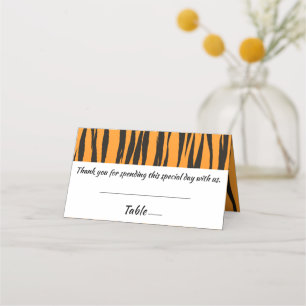 Bohemian Tiger Stripe Black Gold Wedding Stripe Place Card