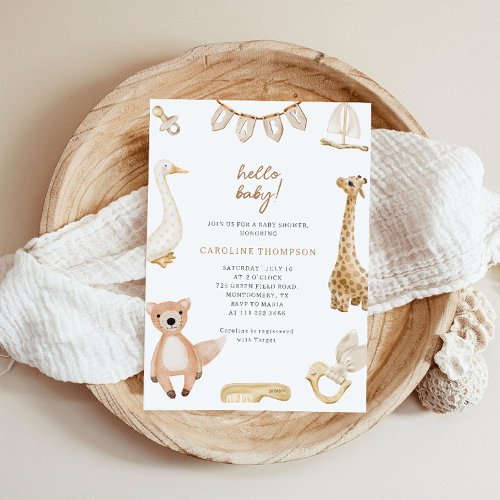 Bohemian Toys Gender Neutral Baby Shower Invitation