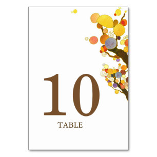 Bohemian Trees Wedding Table Number Card