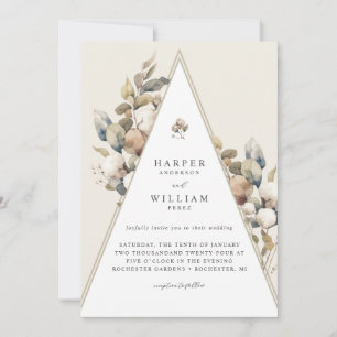 Bohemian triangle cotton foliage wedding invitation