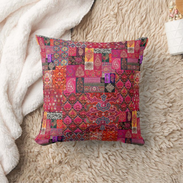 Bohemian Tribal Indian Texture  Throw Pillow (Blanket)