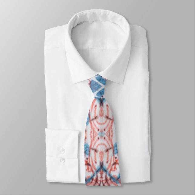Bohemian Tropical Batik Style Art Print Neck Tie (Tied)