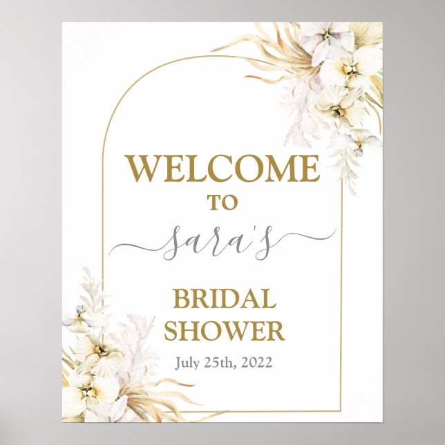 Bohemian Tropical Bridal Shower Welcome sign (Front)