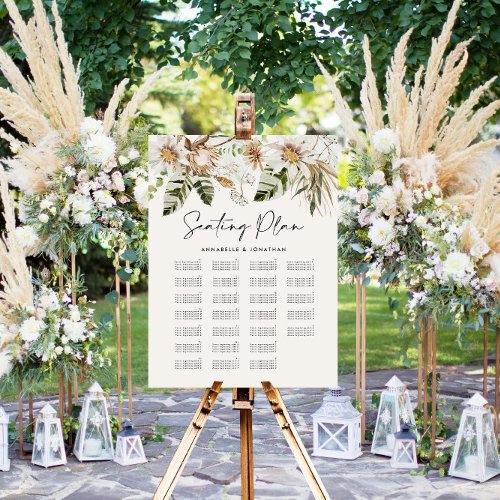 Bohemian tropical elegant wedding seating plan foa foam board