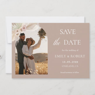 Bohemian Tropical Floral Photo Save the date Invitation