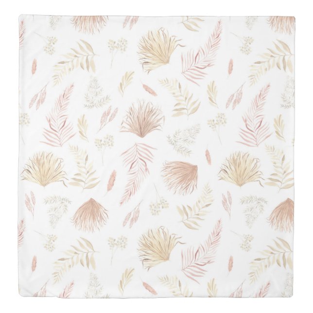 bohemian tropical foliage sand blush duvet cover (Front)