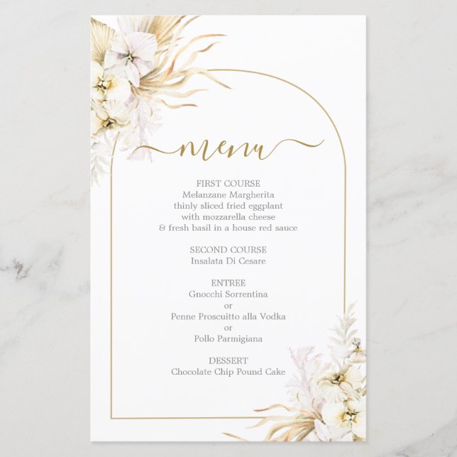 Bohemian Tropical Menu Card (Front)