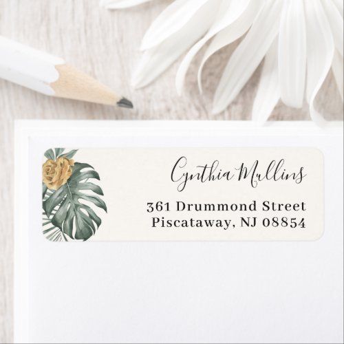 Bohemian Tropical Monstera Leaves Return Address Label - Boho Tropical Monstera Leaves Wedding Return Address Label. 
(1) For further customization, please click the "customize further" link and use our design tool to modify this template. 
(2) If you need help or matching items, please contact me.