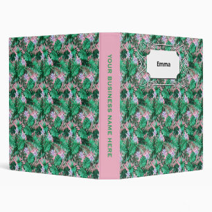 Bohemian Tropical Summer Floral Palm Leaves  3 Ring Binder