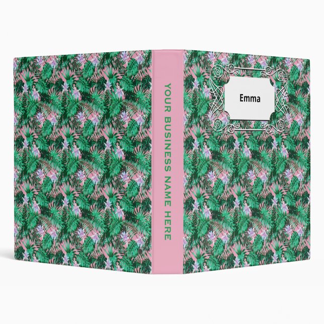 Bohemian Tropical Summer Floral Palm Leaves  3 Ring Binder (Background)