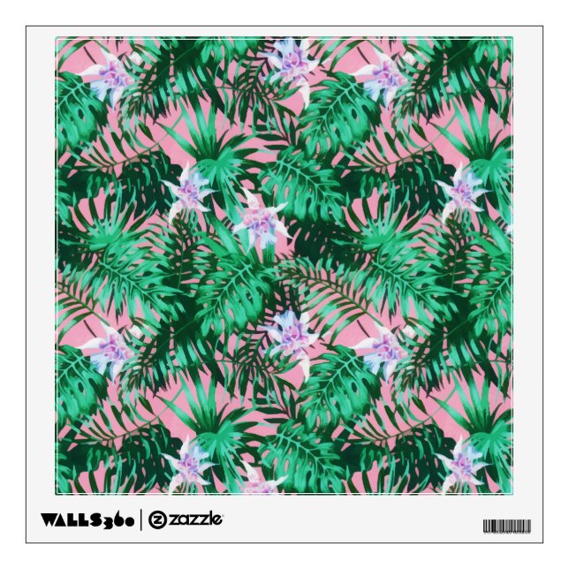 Bohemian Tropical Summer Floral Palm Leaves Wall Decal (Front)