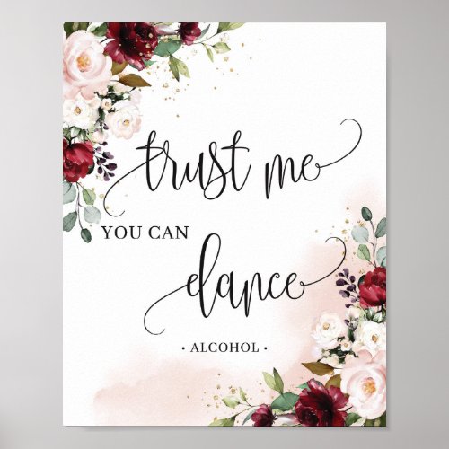 Bohemian trust me you can dance burgundy boho sign