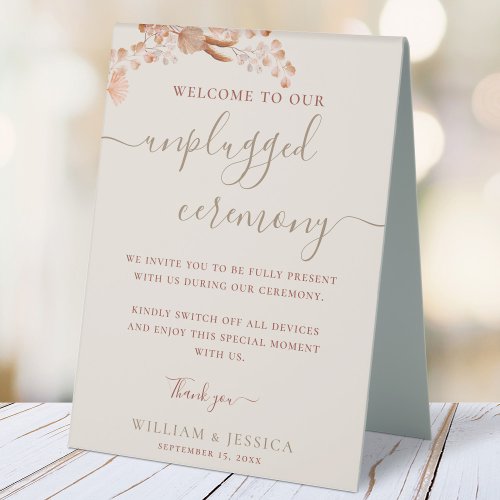 Bohemian Unplugged Ceremony Wedding Table Tent Sign