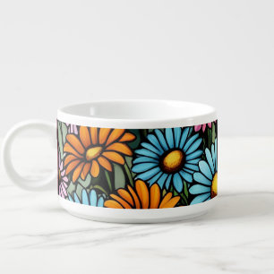 Bohemian Vibrant Daisies - Stained Glass Look Bowl