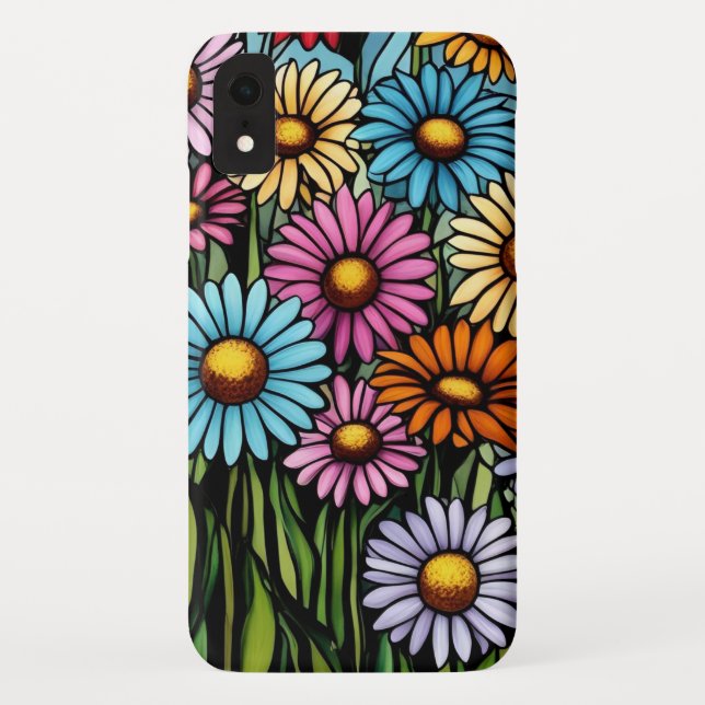 Bohemian Vibrant Daisies - Stained Glass Look Case-Mate iPhone Case (Back)