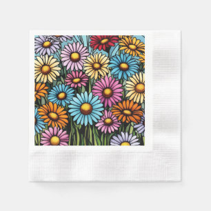 Bohemian Vibrant Daisies - Stained Glass Look Napkins