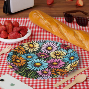 Bohemian Vibrant Daisies - Stained Glass Look Paper Plates